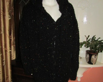 NEW - Super Size HAND KNITTED Hooded Coat with pockets Will fit up to 80" Hips