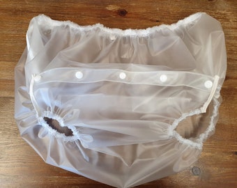 Clear PVC Pants Plastic Transparent Trousers Waterproof Belted Bloomers  Exotic Sheer Loosen Pants Sexy Costumes Club DS Bar