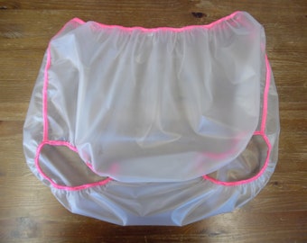 42/44 Hip Clear Plastic Waterproof Pants Pink Trim 