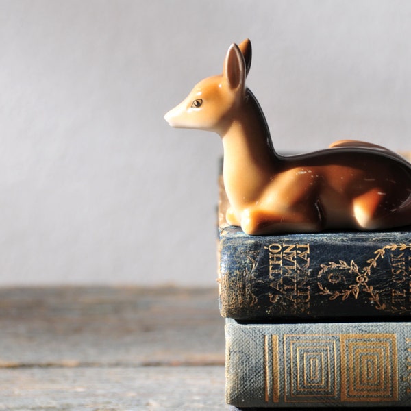 RESERVED FOR CYNTHIA, Hollóházi Porcelain Deer Fawn Figurine, Vintage Hand Painted Deer Fawn Figurine, Collectible