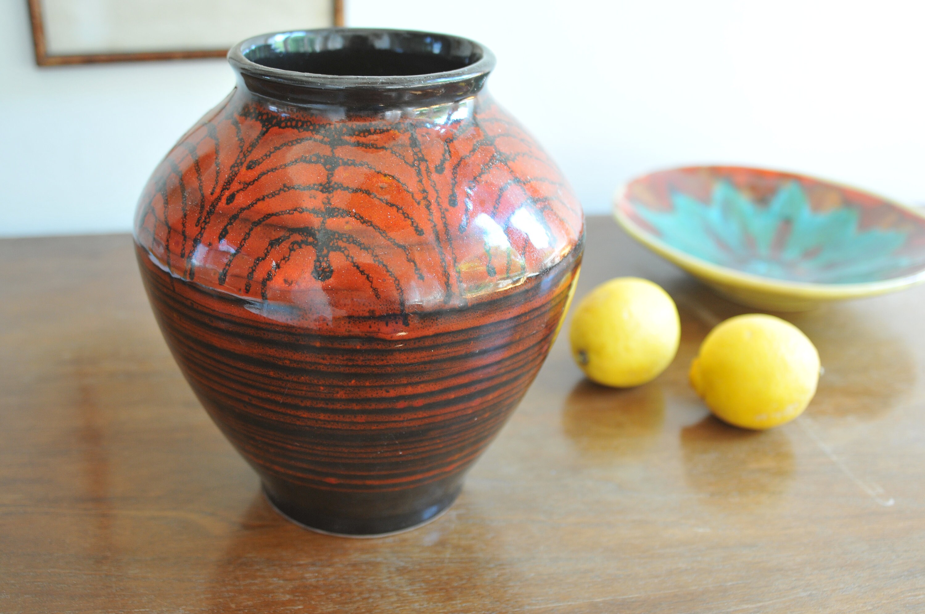 Large Retro Ceramic Vase With African Etnic Design Red and Etsy