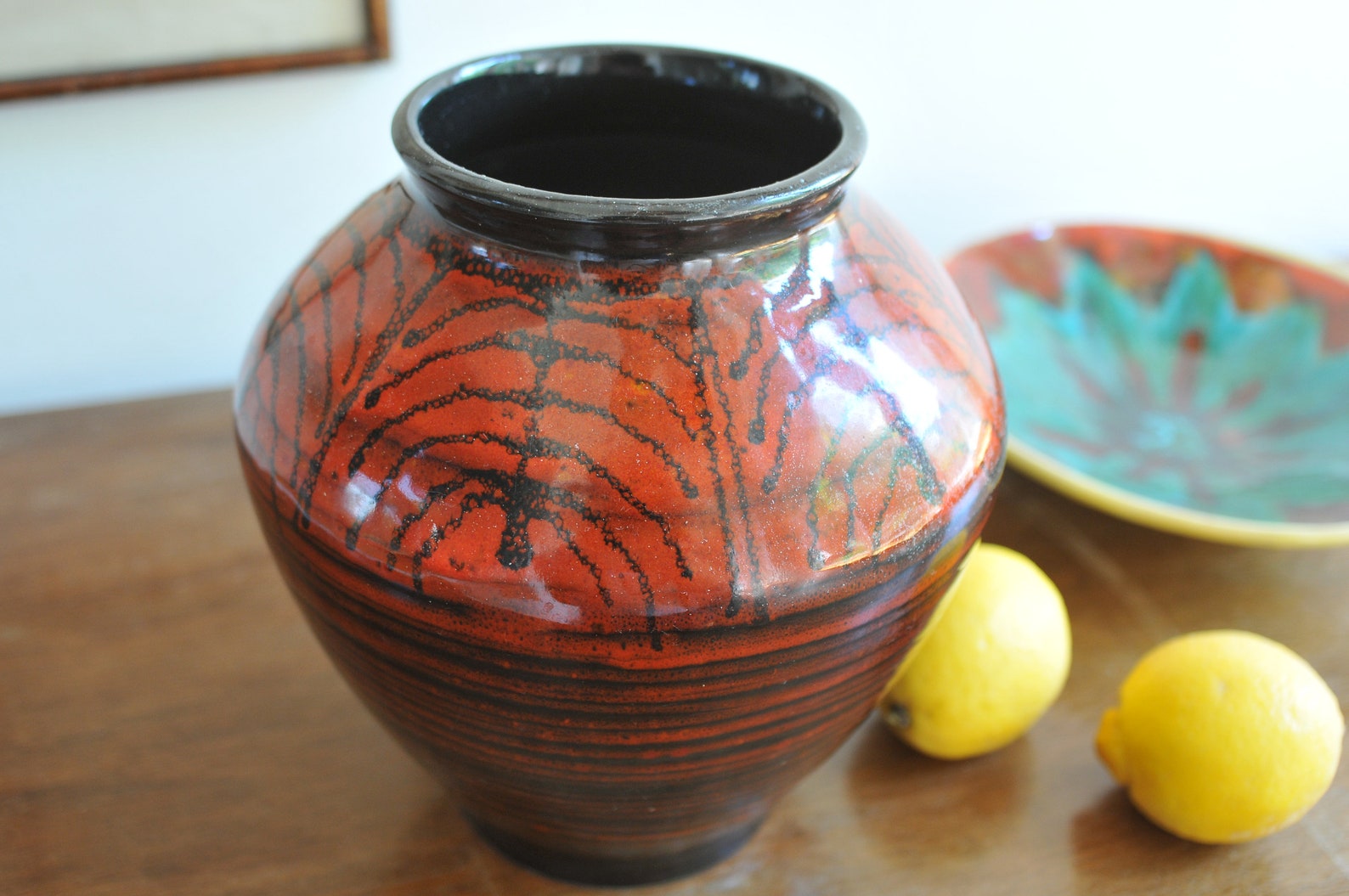 Large Retro Ceramic Vase With African Etnic Design Red and Etsy