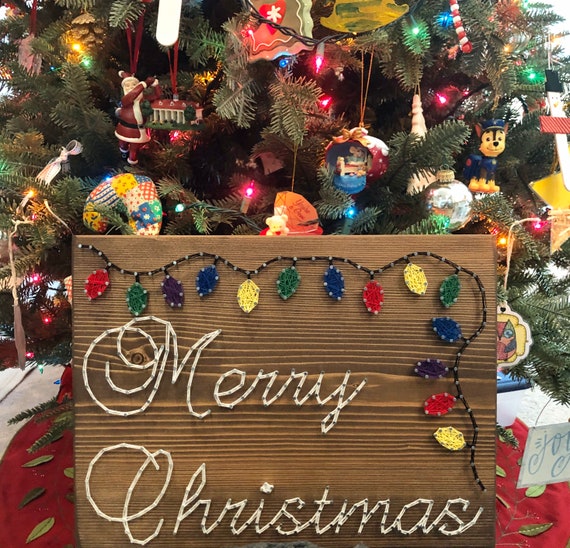 Custom Merry Christmas String Art Holiday Lights Winter Etsy