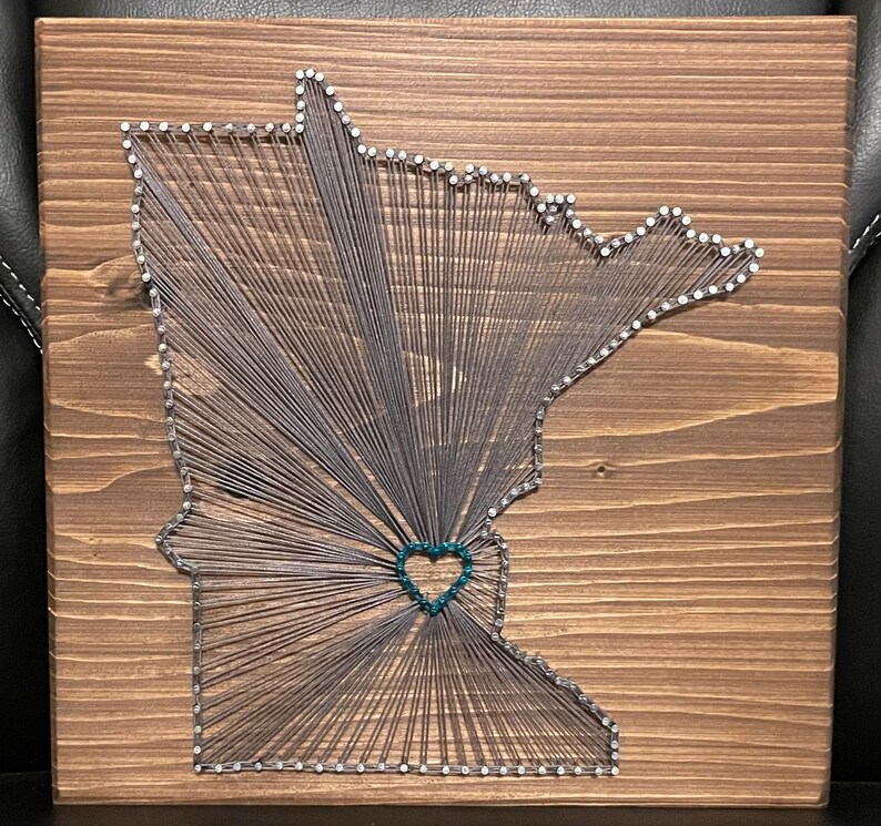Minnesota String Art State Sign, 11x11 Wood Sign, Wedding Gift, Home ...