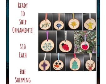 READY TO SHIP - Wood Slice Ornament Christmas String Art, Holiday, Christmas Gift, Winter Art, Decorations, December, Home Decor