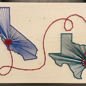 MADE TO ORDER Two State/Country String Art Sign, Connecting States, Two Countries, 2 State Art, Wedding, Anniversary, Moving, Realtor Gift Bild 3