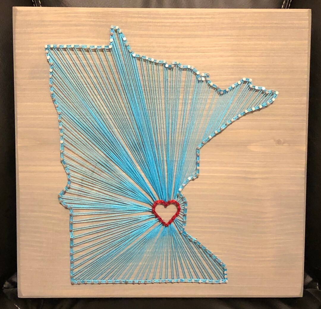 Minnesota String Art State Sign, 11x11 Wood Sign, Wedding Gift, Home ...