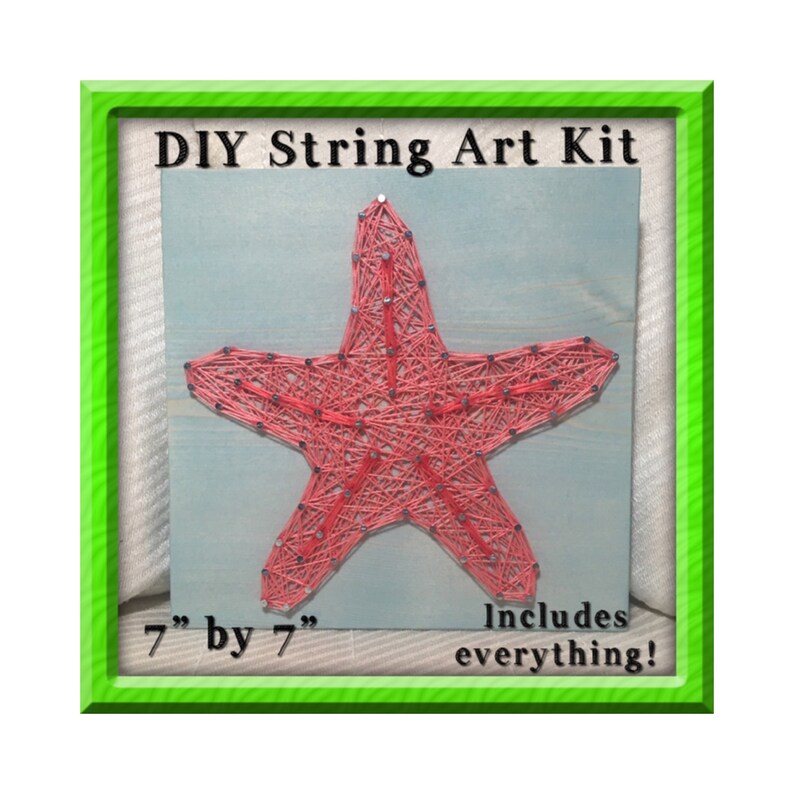 Pre-Hammered Simple String Art Signs Christmas Starfish DIY KIT- String Art Kit 7\u201d by 7\u201d Kids Craft Gift Zoom Call String Art Beginner