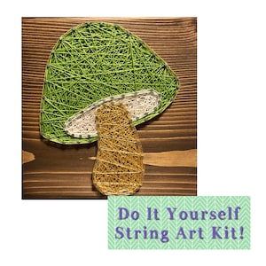 Retro Mushroom DIY String Art Kit 7x7, Pre-Hammered Craft Kit, Beginner-Friendly, Kids Gift, Simple String Art Sign, Easy Craft Project
