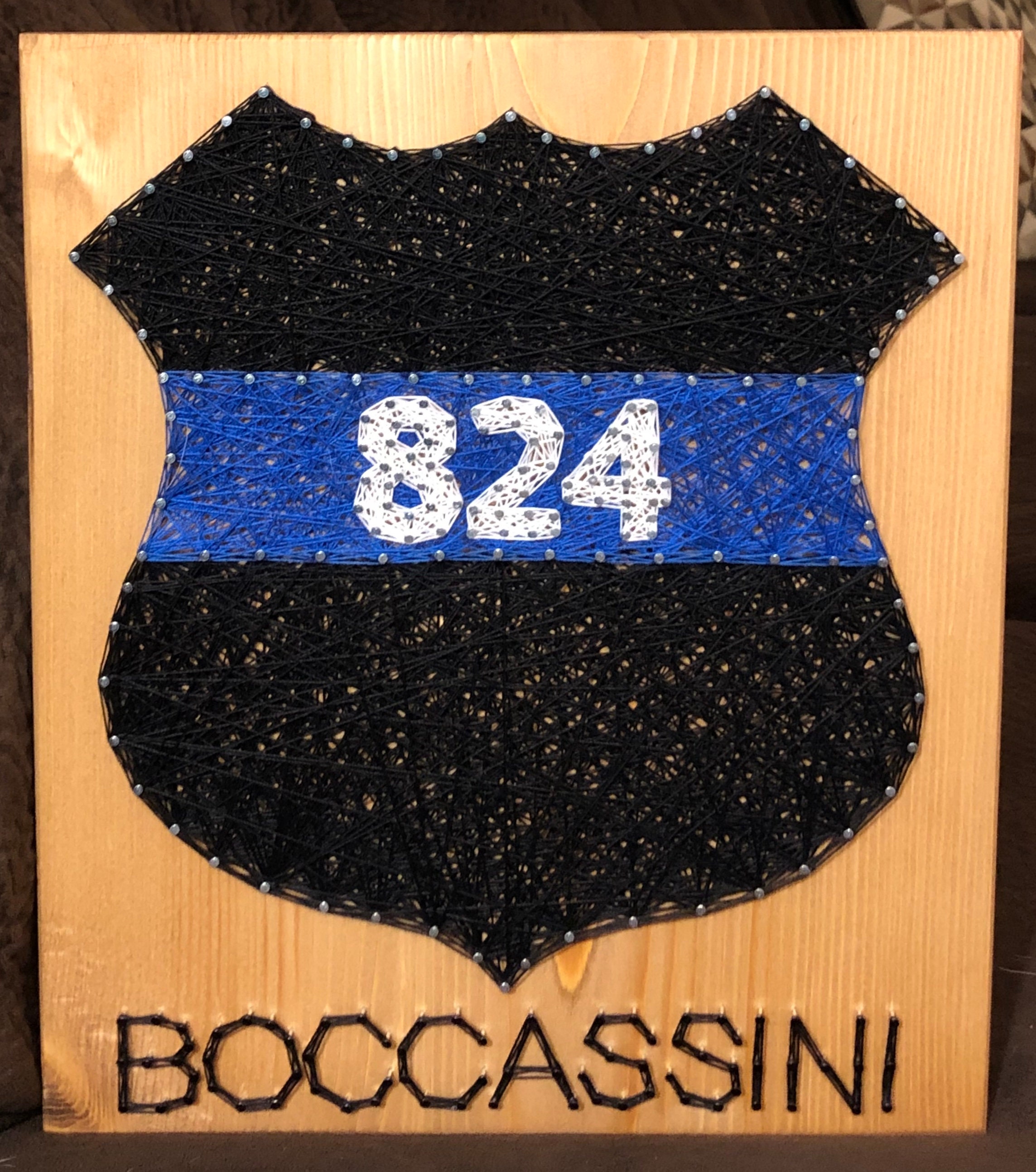 Police Badge String Art Sign, LEO, Thin Blue Line, Officer Gift, Police ...