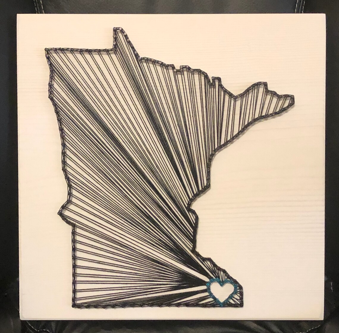 Minnesota String Art State Sign, 11x11 Wood Sign, Wedding Gift, Home ...
