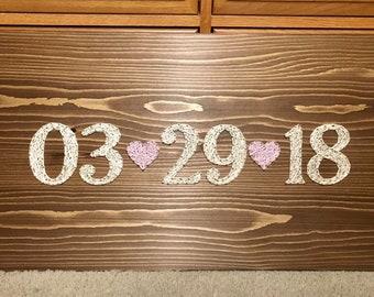 Made To Order - LARGE Wedding Guest Book String Art Sign, Unique Guestbook, Wedding Date, State Country Sign, Signatures, Anniversary Party