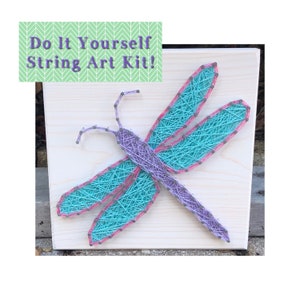 Dragonfly Bug DIY String Art Kit 7x7, Pre-Hammered Craft Kit, Beginner-Friendly, Kids Gift, Simple String Art Sign, Easy Craft Project