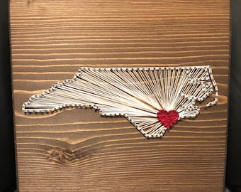 Made To Order- North Carolina String Art State Sign, Wedding gift, Home state, State shape, Anniversary, USA Art, Home Sweet Home, Raleigh