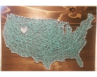 Made To Order - USA Map String Art Sign, Country/State/City Decor, United States, Personalized, Teacher Present, Homeschool, Realtor Gift