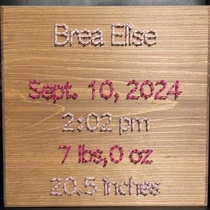 Baby Birth Announcement String Art Sign, Nursery Decor, Baby Shower ...