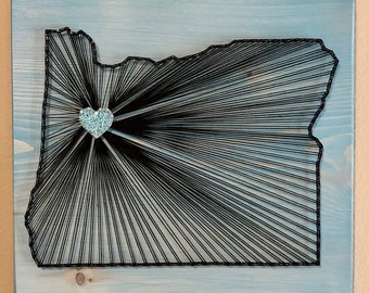 Made To Order- Oregon String Art State Sign, Wood Sign, Wedding gift, Home, State shape, Anniversary, USA Art, Home Sweet Home, Portland