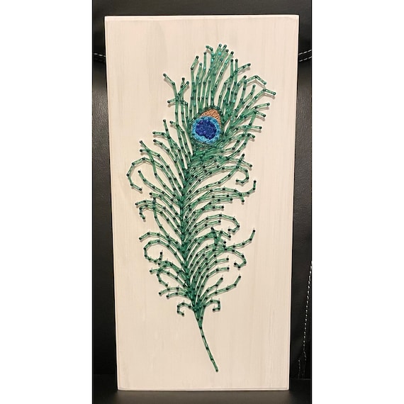 Made to Order Peacock Feather String Art Sign, Rustic Decor, Made