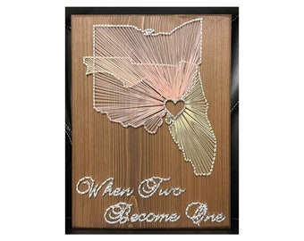 Made To Order Marriage Proposal Two State/Country String Art, Overlapping States, State Shape, Wedding Gift, Map art, Christmas present