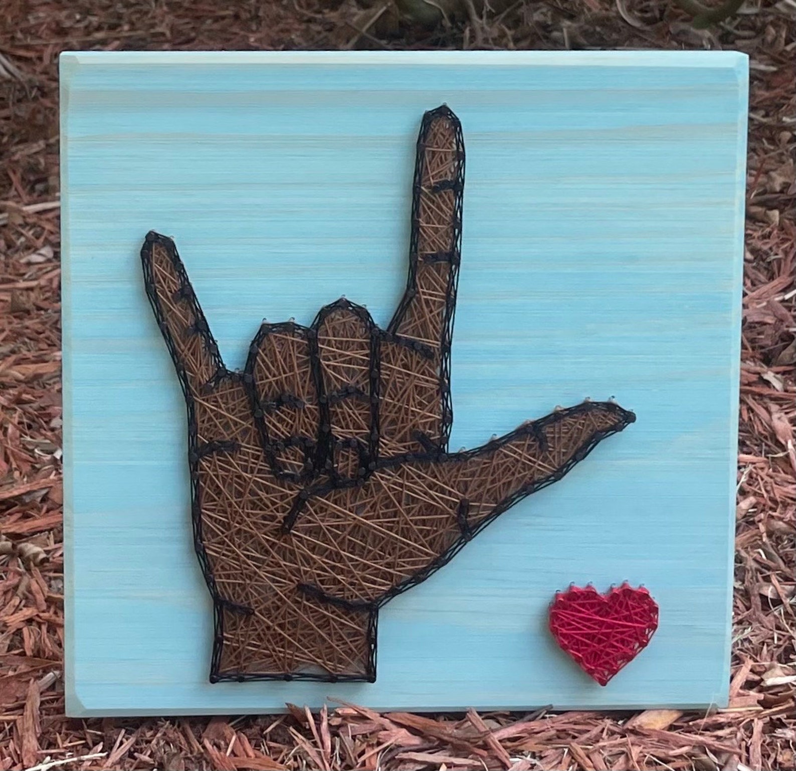 Sign Language I Love You String Art, ASL Art, Handmade Heart Wall Decor ...