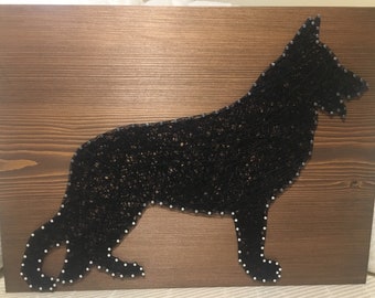 Made To Order- German Shepherd Dog String Art, Dog Lovers, Animal Silhouette Art, K-9 Police Dogs, Pet Heroes, Puppy, Fathers Day, Pet love