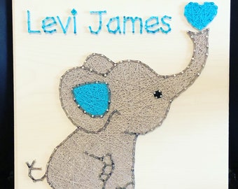 Made To Order- Baby Elephant (WITH NAME) String Art Sign, Nursery decor, Baby shower gift, Jungle animals, Girl, Boy, Elephant gift, Twins