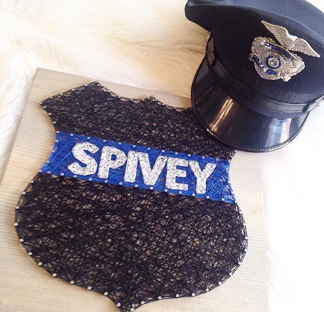 Police Badge String Art Sign, LEO, Thin Blue Line, Officer Gift, Police ...