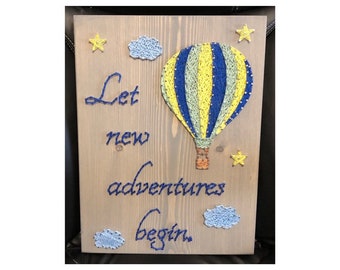 MADE TO ORDER- Adventure Hot Air Balloon String Art, Let New Adventures Begin, Baby Shower, Balloon Enthusiast, Nursery, Ballooning