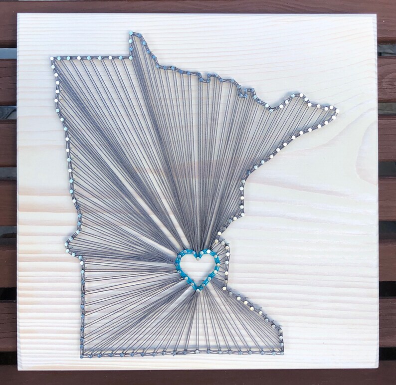 Minnesota String Art State Sign, 11x11 Wood Sign, Wedding Gift, Home ...