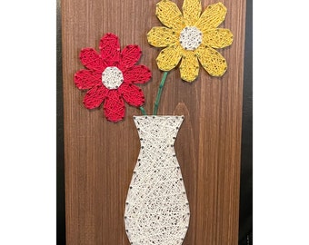 MADE TO ORDER- Flower Bouquet/Vase String Art, Daisies, Daisy, Floral Gift, Wall Art, Valentines Day, Christmas Gift, Mothers Day