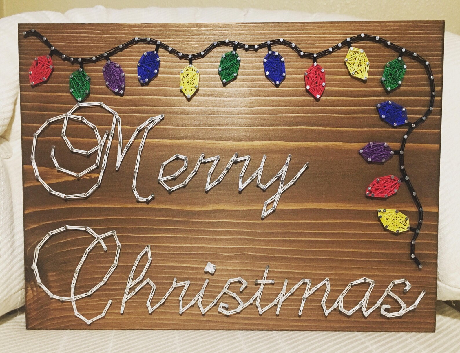 Custom Merry Christmas String Art Holiday Lights Winter Etsy