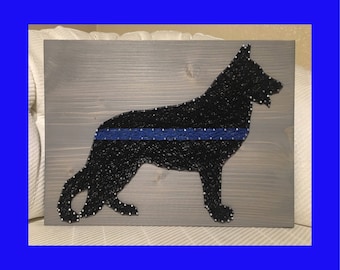 K-9 Police Dog String Art, German Shepherd, Thin Blue Line, Police Officer, Hero, Sheriff, Dog Lover, Pet Lover, Gift for Police Officer