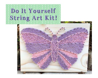 Butterfly Insect Bug DIY String Art Kit 7x7, Pre-Hammered Craft Kit, Beginner-Friendly, Kid Gift, Simple String Art Sign, Easy Craft Project