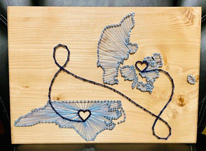 MADE TO ORDER Two State/Country String Art Sign, Wood Sign, Connecting States, Two Countries, Wedding Gift, Cotton Anniversary, Realtor image 6