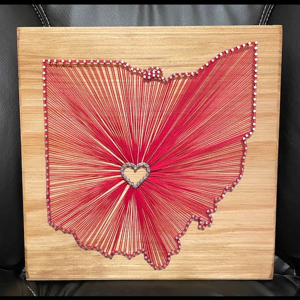 Made To Order- Ohio String Art State Sign, Wood Sign, Wedding gift, Home state, State shape, Anniversary, USA Art, Home Sweet Home, Columbus
