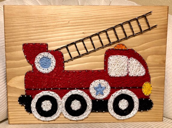 Custom Fire Truck String Art Fireman Gift Firefighter Gift For Him Law Enforcement Fire Department Fathers Day Gift Handmade