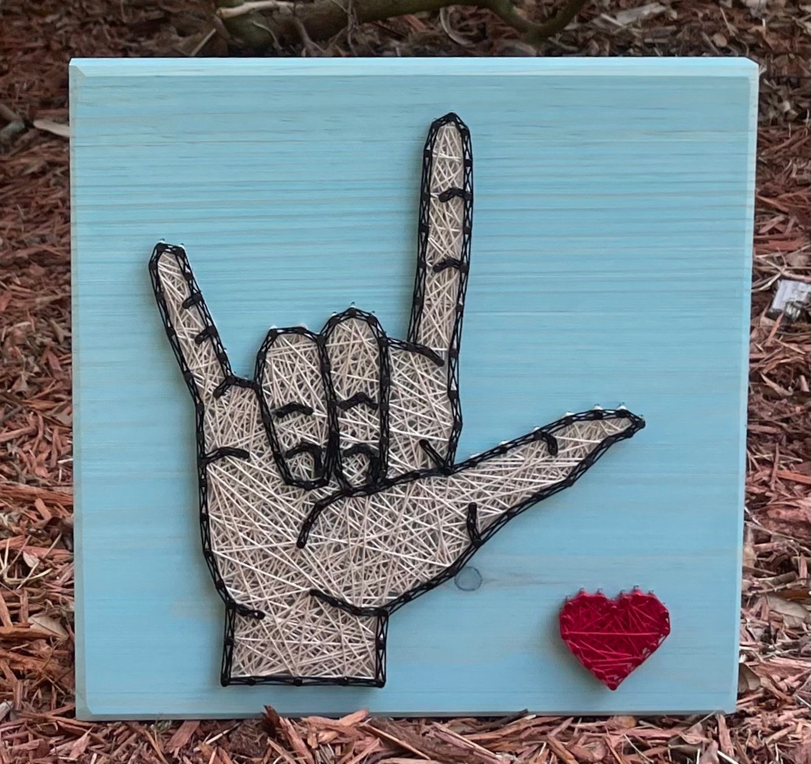 Sign Language I Love You String Art, ASL Art, Handmade Heart Wall Decor ...