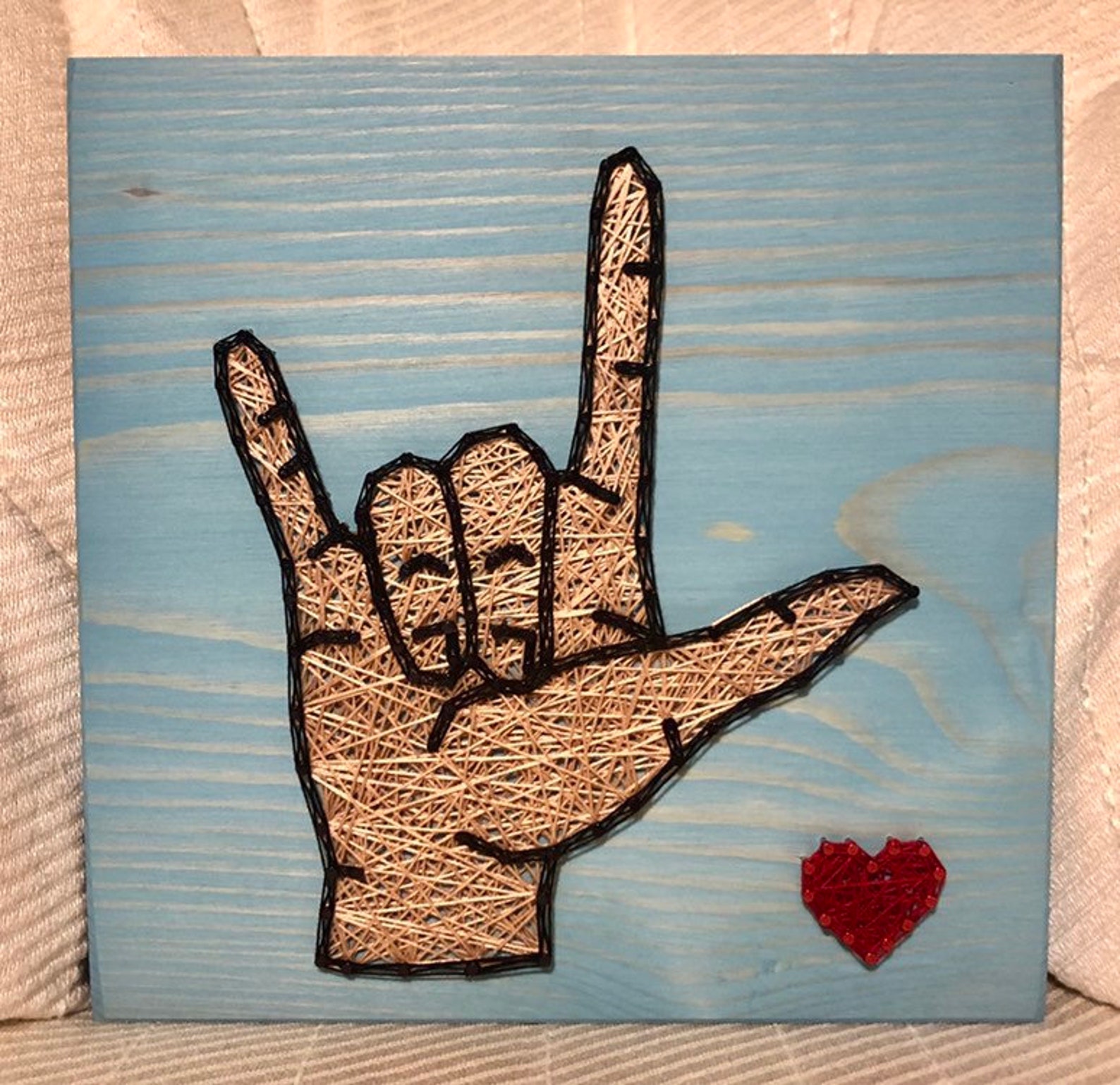 Sign Language I Love You String Art, ASL Art, Handmade Heart Wall Decor ...