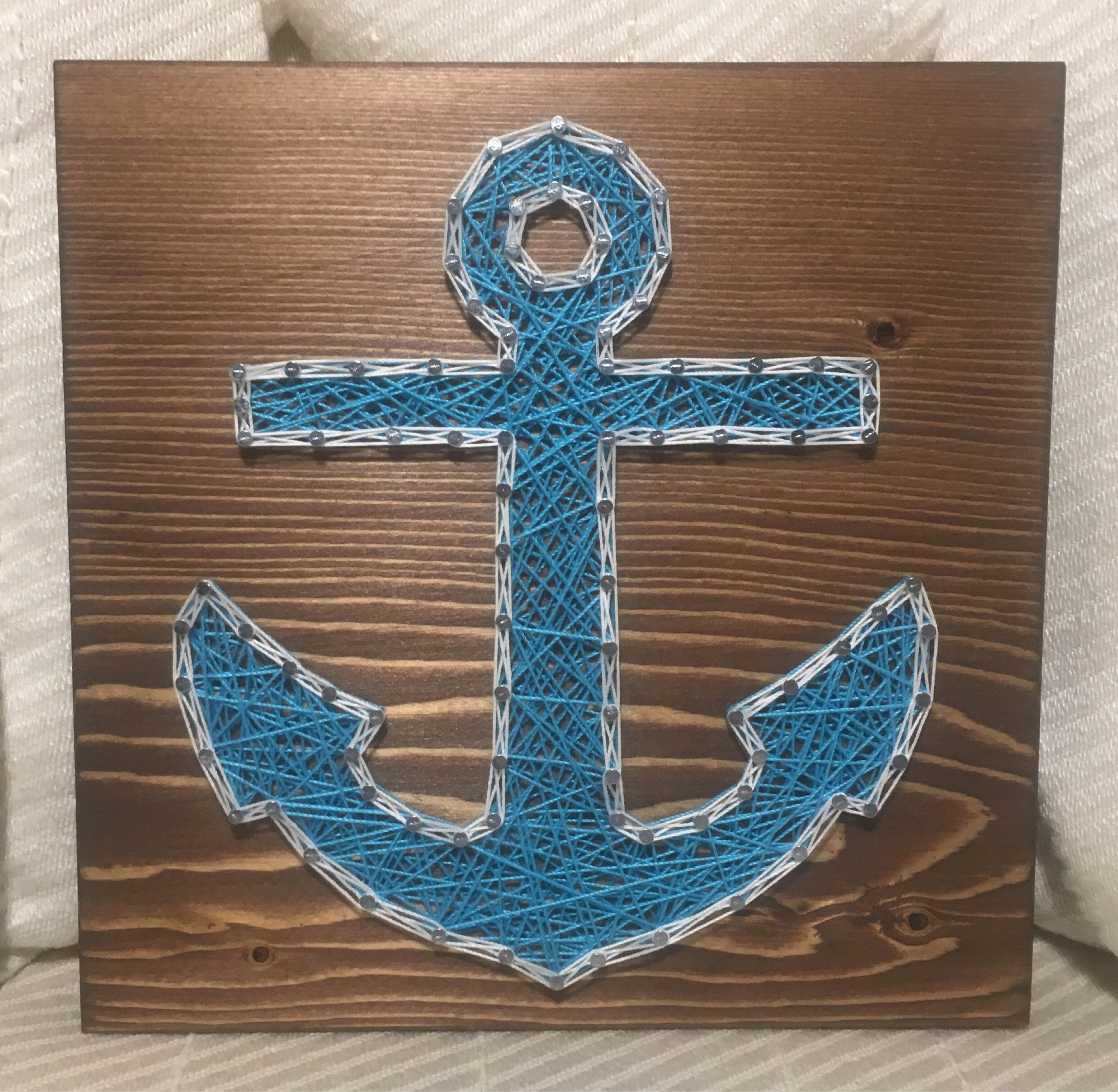 Anchor String Art Sign, Nautical Boat Home Decor, Ocean Wall