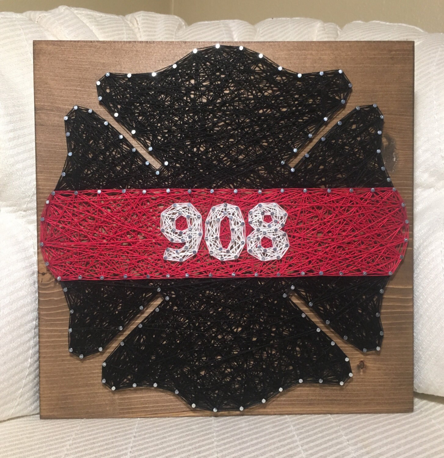 Firefighter Badge String Art, Maltese Cross, Fireman Gift, Gift for Him ...