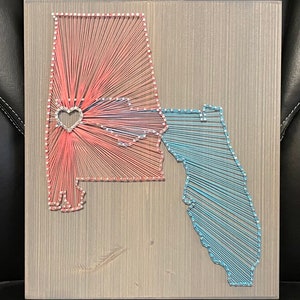 MADE TO ORDER Two Overlapping State/Country String Art Sign, Connecting States Countries, 2 State, Wedding, Cotton Anniversary Gift, Realtor image 2