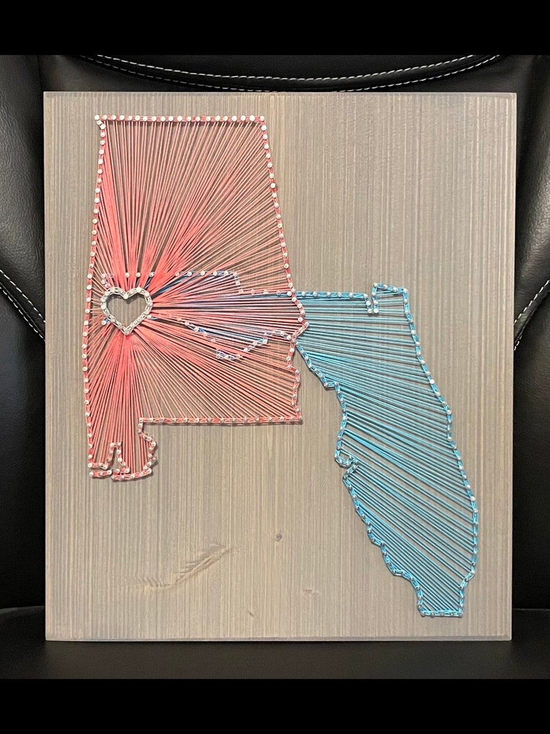 MADE TO ORDER Two Overlapping State/Country String Art Sign, Connecting States Countries, 2 State, Wedding, Cotton Anniversary Gift, Realtor image 2
