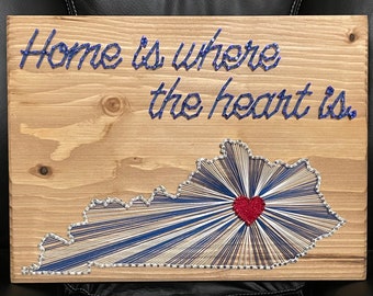 Made To Order - Home is Where the Heart Is State/Country String Art Sign; Any State Art, Home sweet home, Graduation, Mothers Day, Realtor