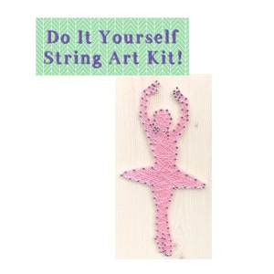 Ballerina Ballet DIY String Art Kit 7x7, Pre-Hammered Craft Kit, Beginner-Friendly, Kids Gift, Simple String Art Sign, Easy Craft Project