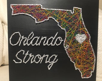 Made To Order- Orlando Strong String Art, Florida Sign, State Art, Gift for Him, Pulse Nightclub, Rainbow, First Responder, USA