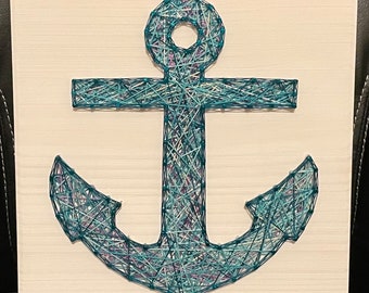 MADE TO ORDER- Anchor String Art Sign, Nautical, Boat, Home decor, Wall art, Ocean, Christmas gift, Christmas Present, Mothers Day