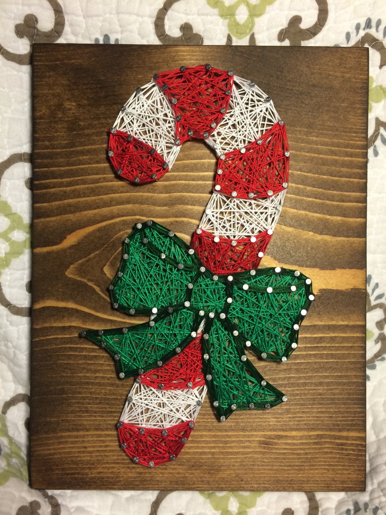 MADE TO ORDER Candy Cane String Art Christmas Decorations Etsy