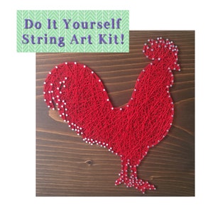 Rooster Farm Animal DIY String Art Kit 7x7, Pre-Hammered Craft Kit, Beginner-Friendly, Kids Gift, Simple String Art Sign, Easy Craft Project