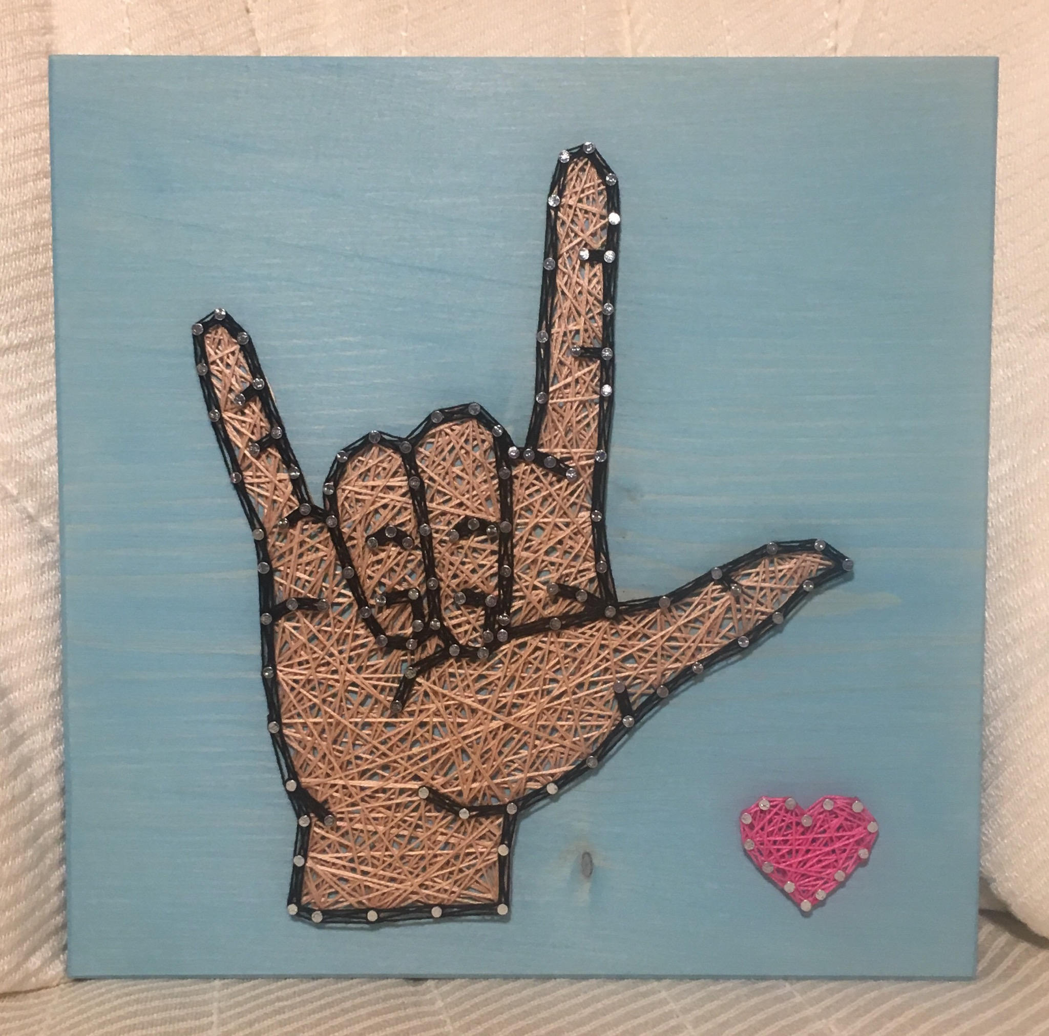 Sign Language I Love You String Art, ASL Art, Handmade Heart Wall Decor ...