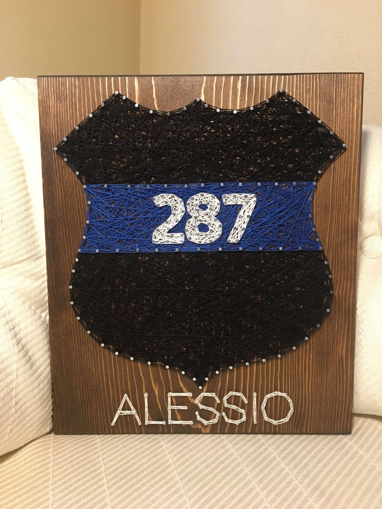 Police Badge String Art Sign, LEO, Thin Blue Line, Officer Gift, Police ...
